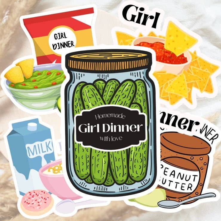 Girl Dinner Removable Vinyl Stickers Unisex