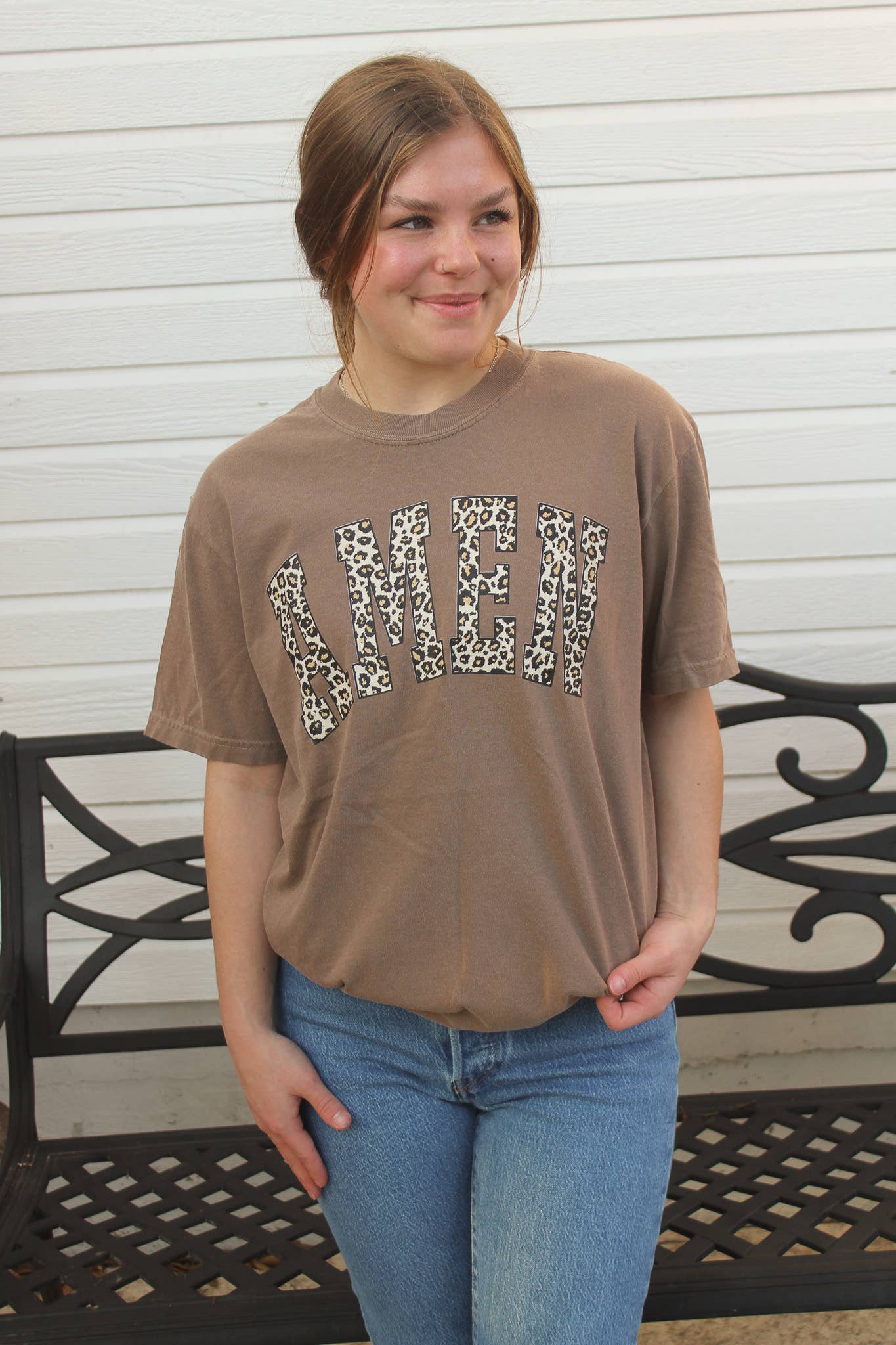 Leopard Amen Graphic Tee