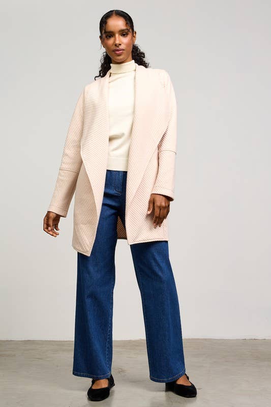 Open Front Quilted Knit Cardigan Style Jacket