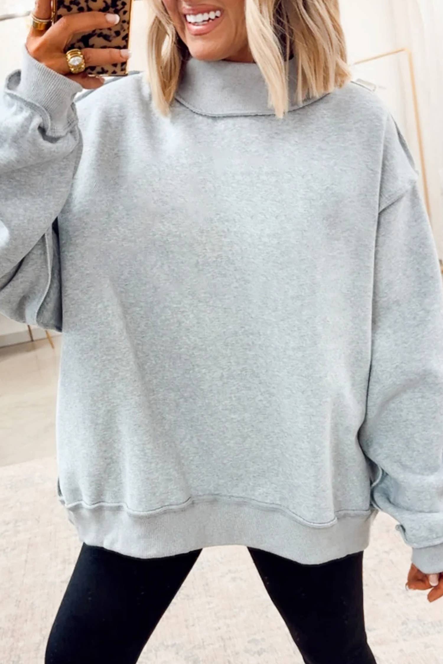 66 Game Day Oversize Reversible Mock Neck Sweatshirt (S-Xl)