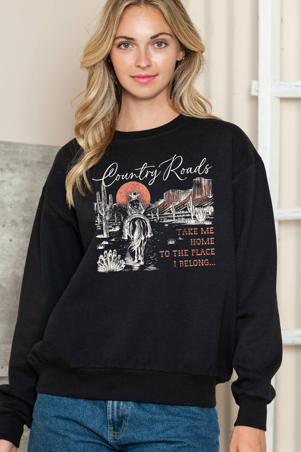 Women Country Graphic Comfy Pullover Sweater Unisex