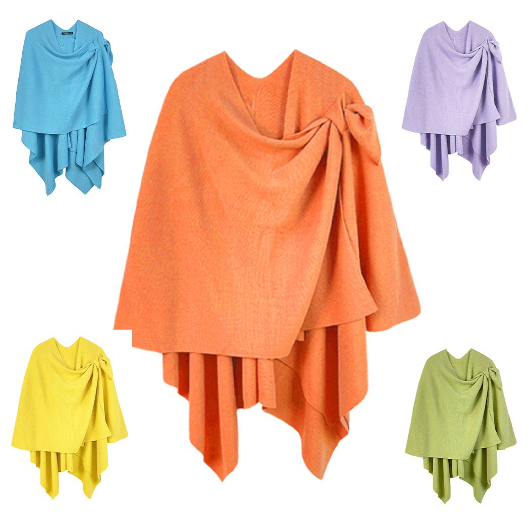 Solid Colored Ruana with Shoulder Strap