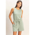 Drawstring Waist Sleeveless Romper