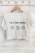 I'm A Simple Woman Sunshine Coffee Dog Graphic Short Crop