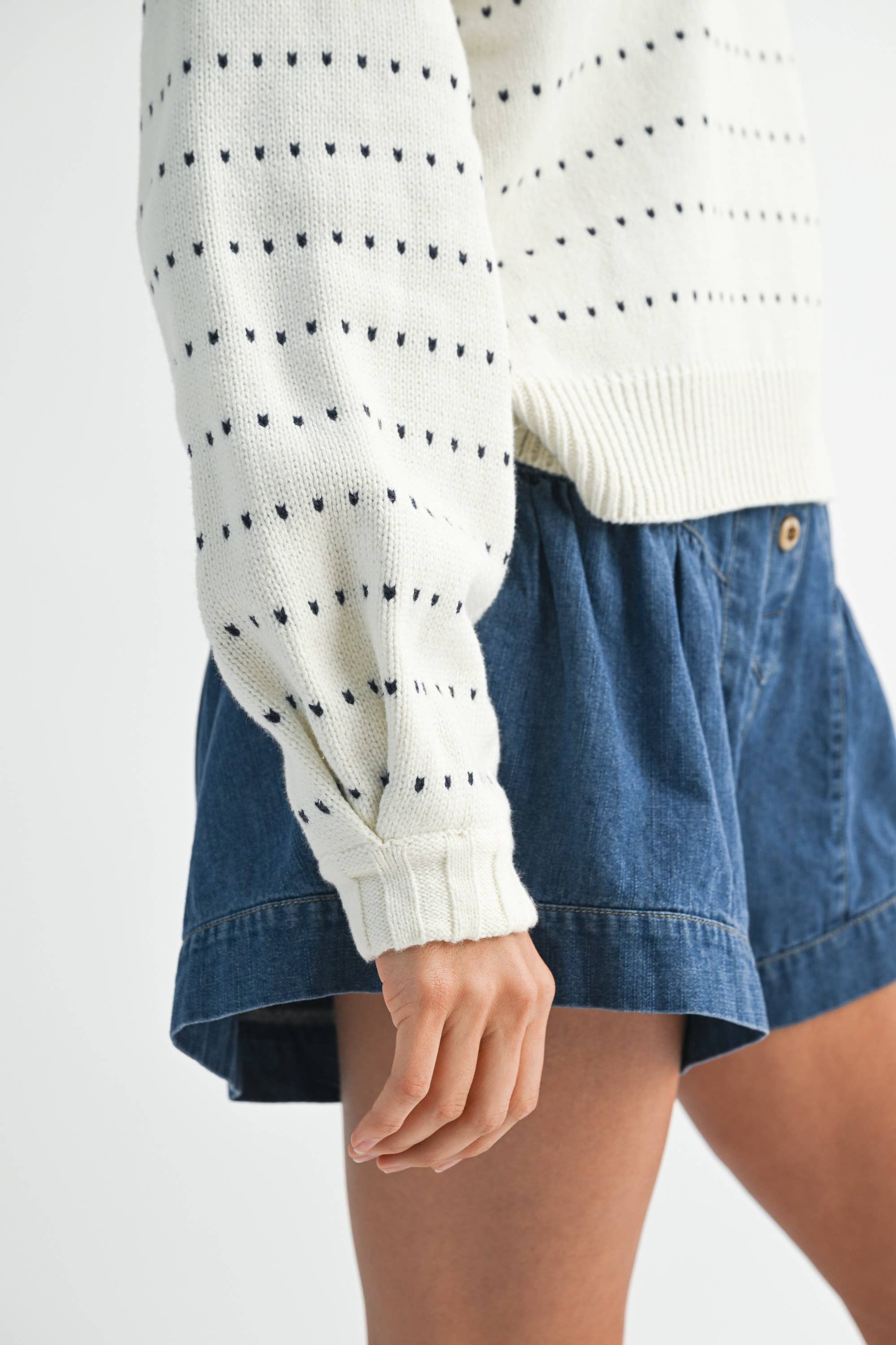 *Small Only* 3294GK Dot Knit Pullover Sweater