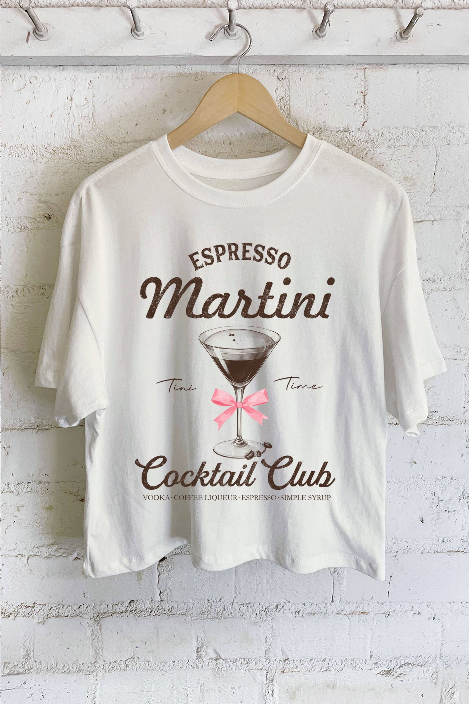 Espresso Martini Ribbon Bow Cocktail Club Graphic Long Crop