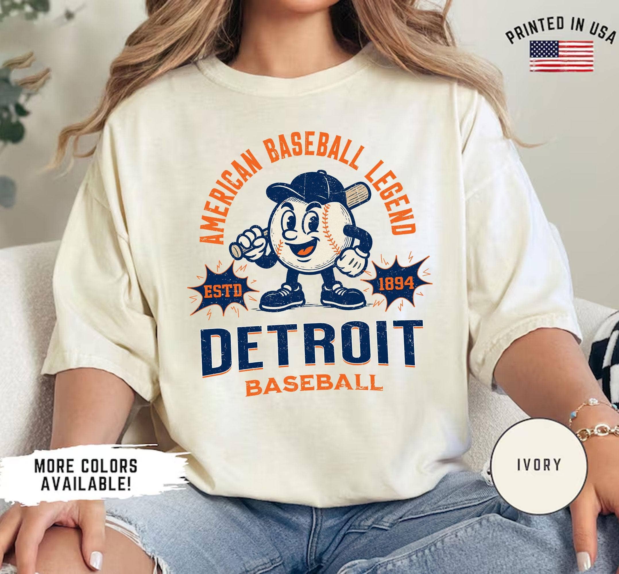 Retro Detroit Baseball Game Day Sports Fan T-Shirt