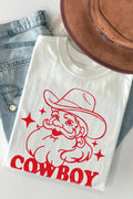 Cowboy Christmas Graphic Print Short Sleeve Top