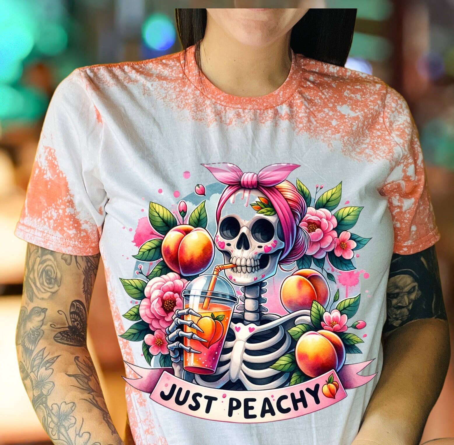 Just Peachy Skeleton Mom – Summer & Halloween T-Shirt