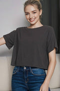 ..0806 Ribbed Round Neck Crop Box Tee SI-27571