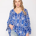 V-Neck Patterned Tunic Poncho Summer Top