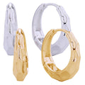 14k Gold Dipped Hammered Hoop Huggie Earring