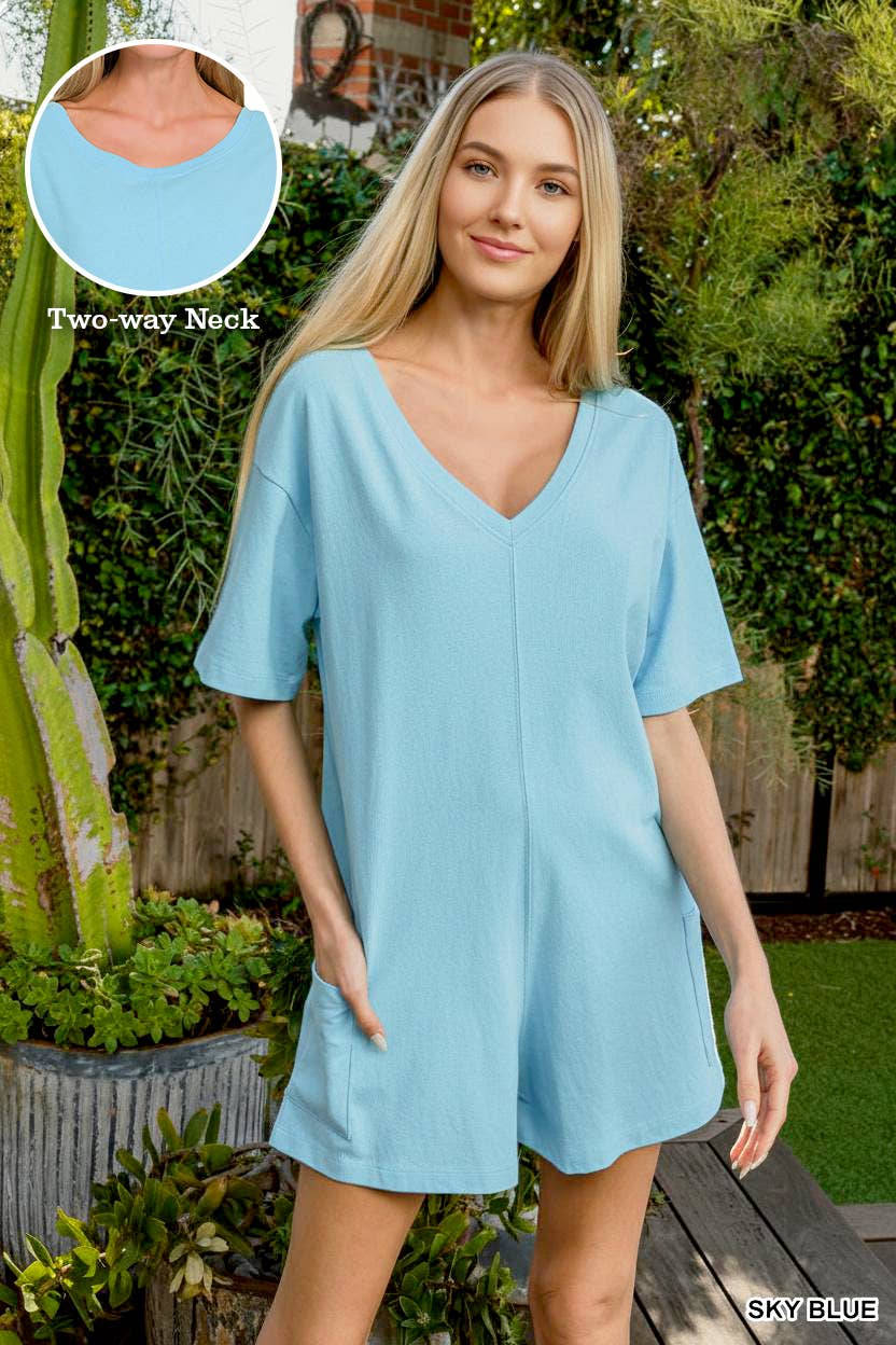 .....0310 Reversible Short Sleeve Romper with Pockets SI-29240