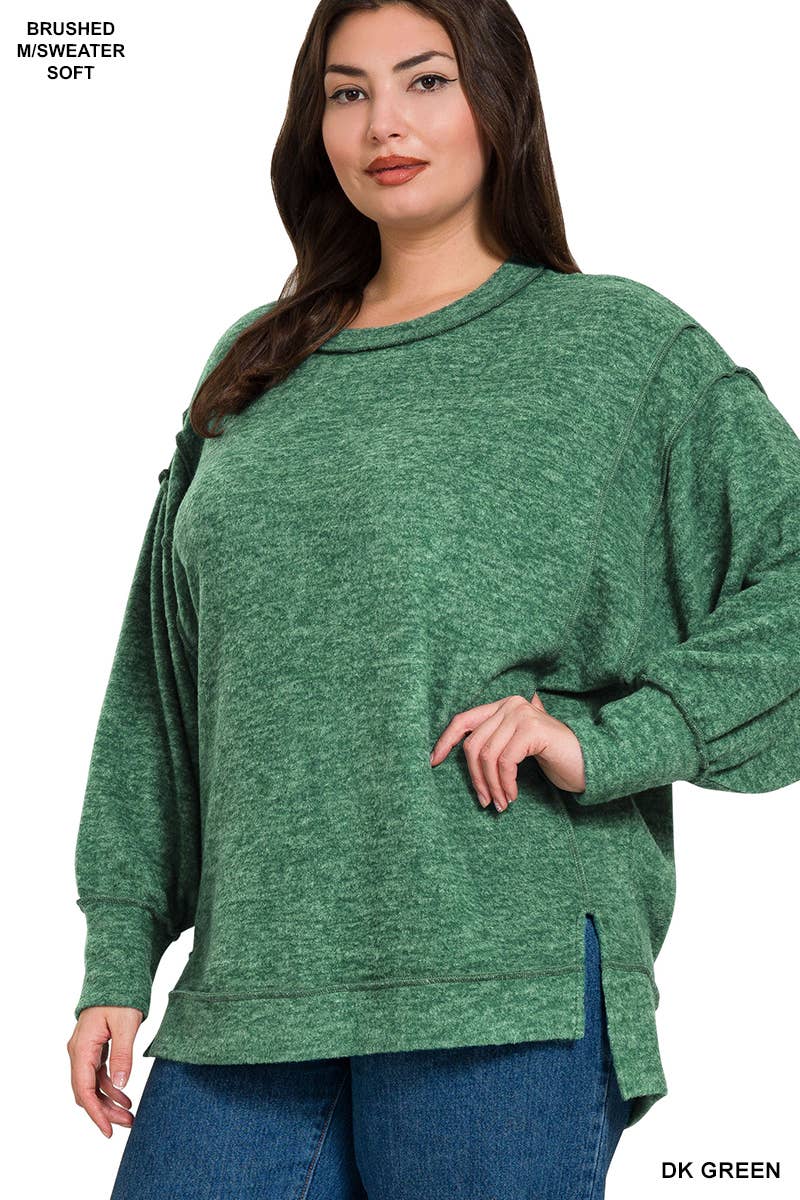 ..1014 Brushed Melange Hacci Oversized Exposed Seam Sweater SI-2646