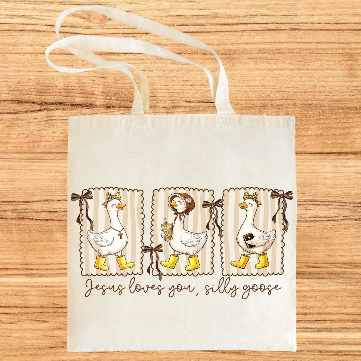 Jesus Loves You Silly Goose Tote Bag Unisex