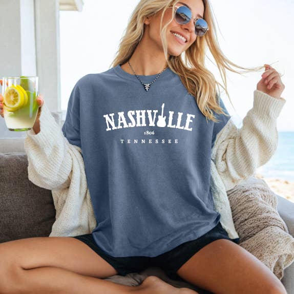 Nashville, Tennessee Premium T-Shirt, Washed Denim