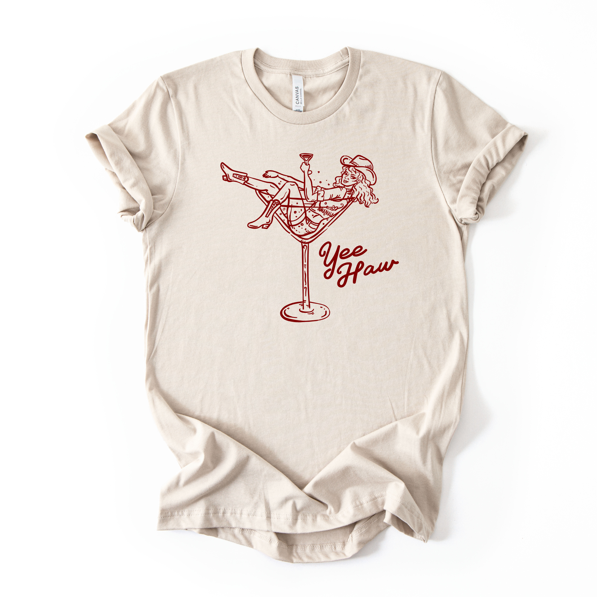Yeehaw Cowgirl Martini Graphic Tee 228