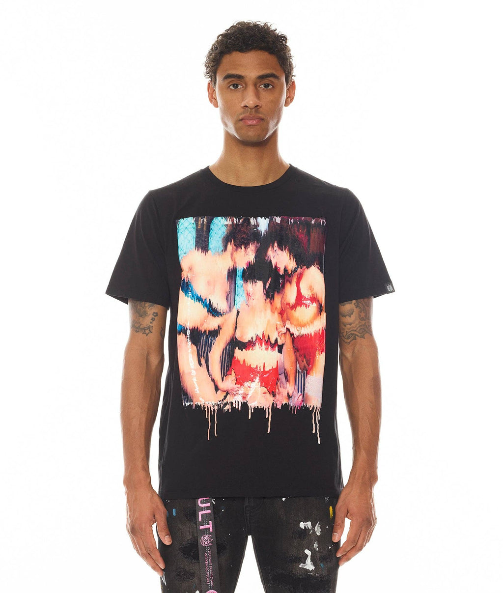 Short Sleeve Crew Neck Tee " S&D Rock N Roll" in Black Unisex