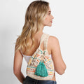 Tribal Straw Crossbody Bucket Bag with Tassels