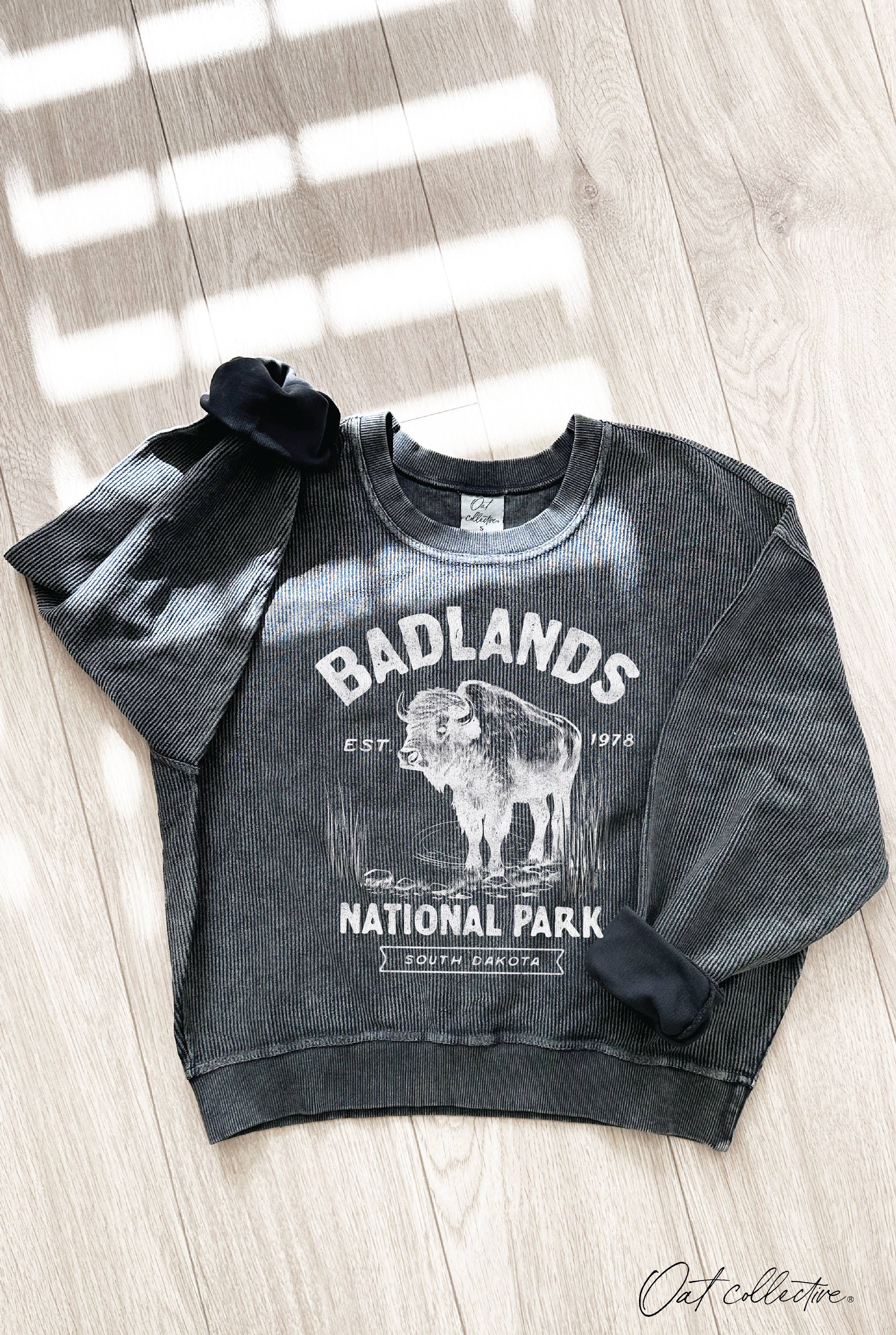 Badlands National Park  Cropped Thermal Vintage Pullover