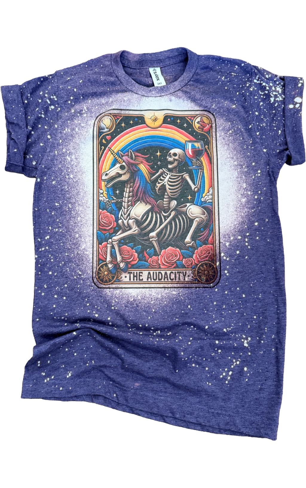 The Audacity - Skeleton Tarot Card Bleached Tee Unisex