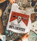 90S Country Bull Skull Retro Western Music Tee