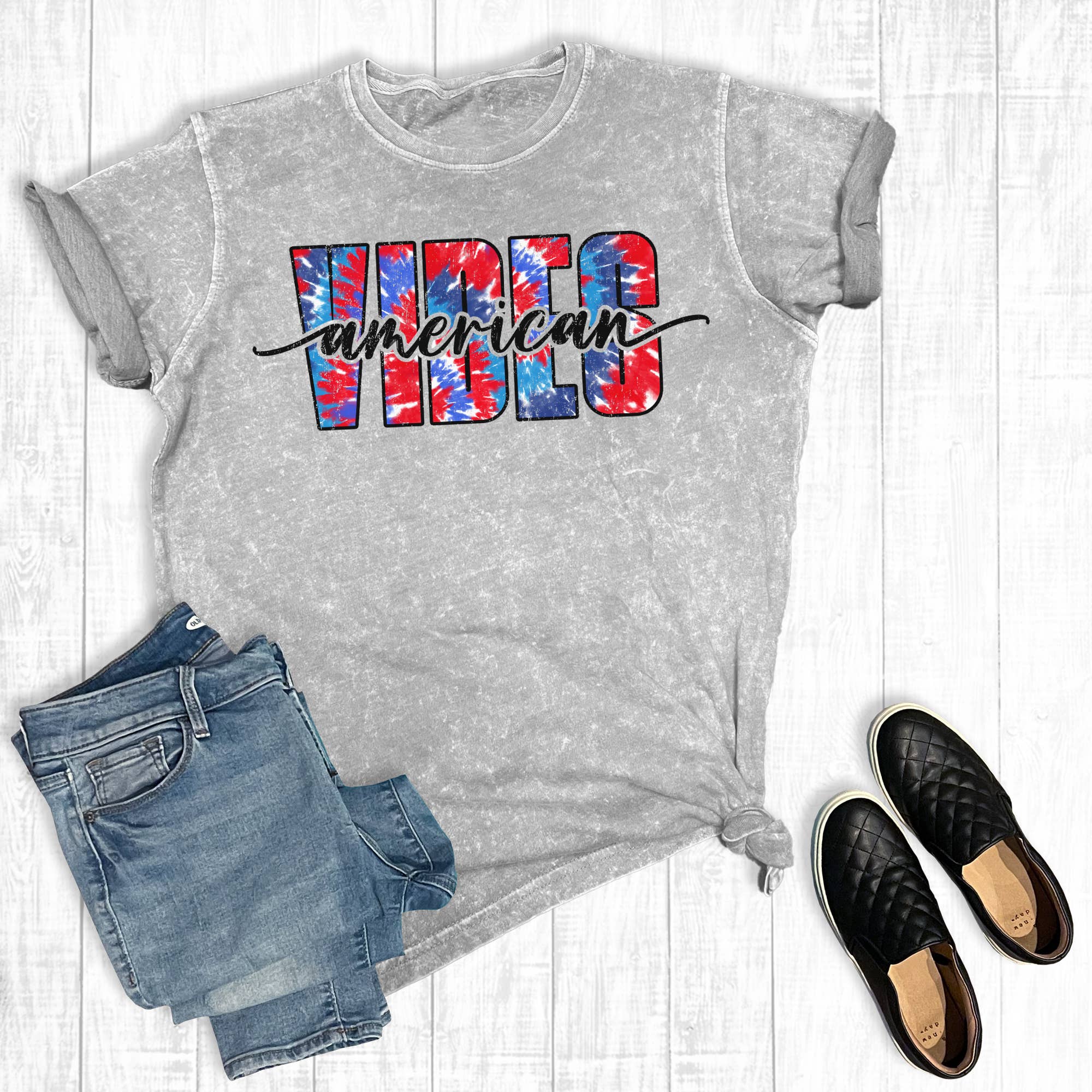 July 4th Tie Dye American Vibes Mineral Wash Graphic Tee