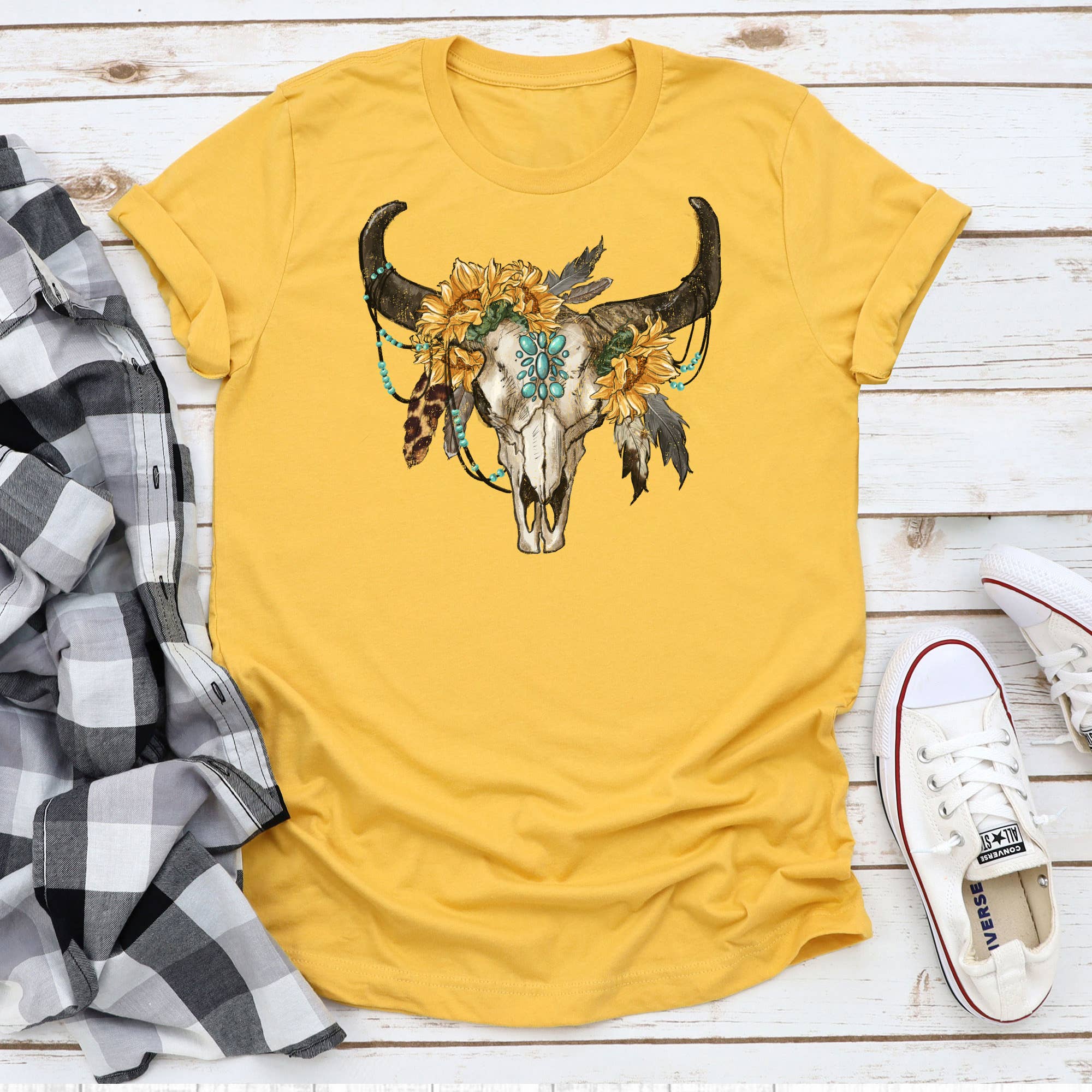 Sunflower Boho Cow Skull