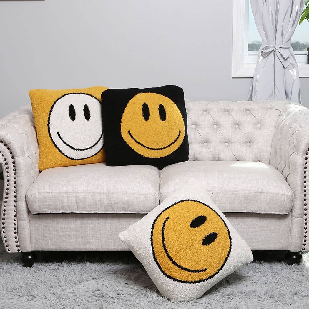 Luxury Soft Happy Face Print Cushion Cover