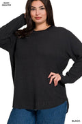 ..SI-26578 Plus Round Neck Basic Sweater