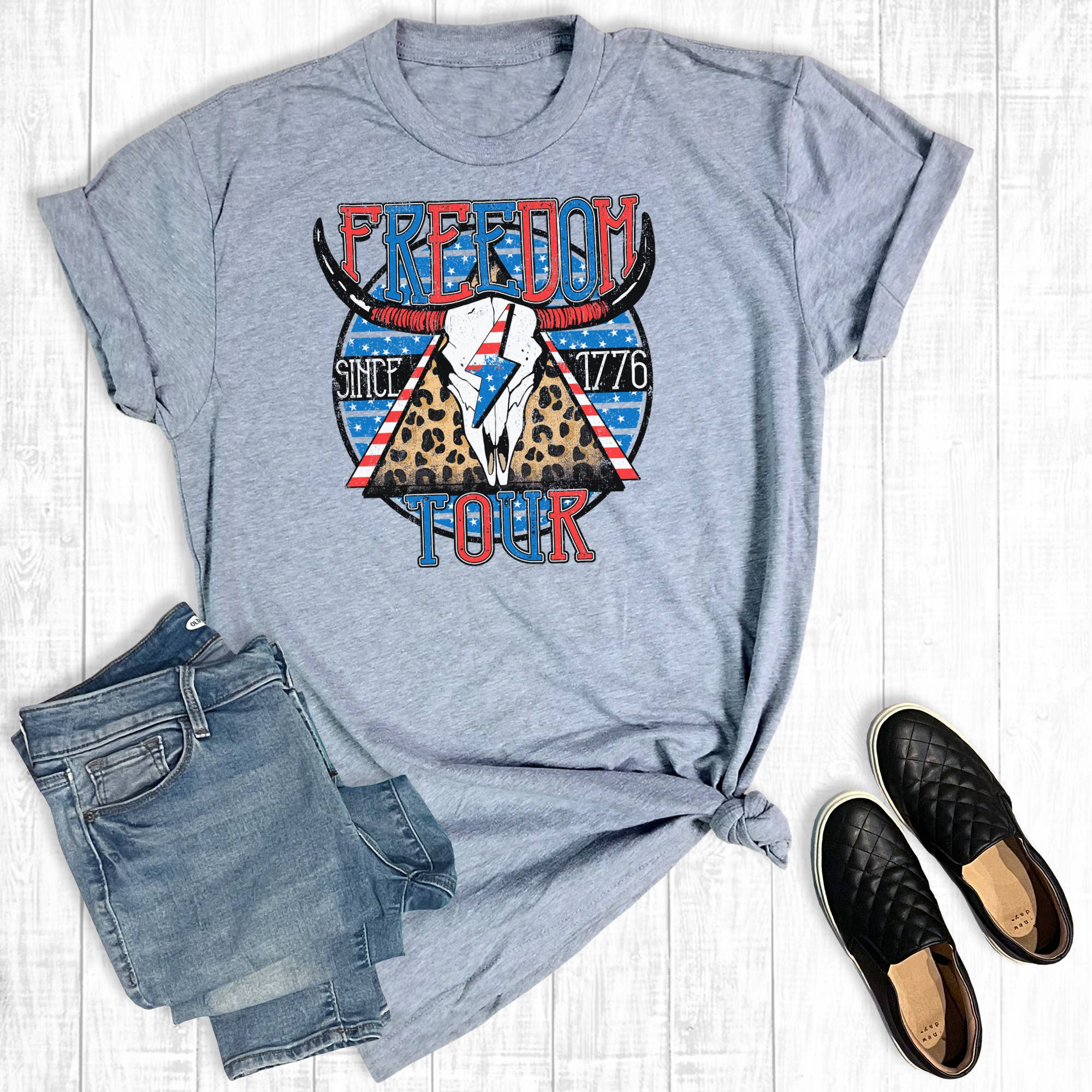 4th of July Freedom Tour Cowskull Graphic Tee