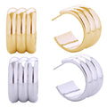 14K Gld Dipped 3 Ring Fused Stud Earrings