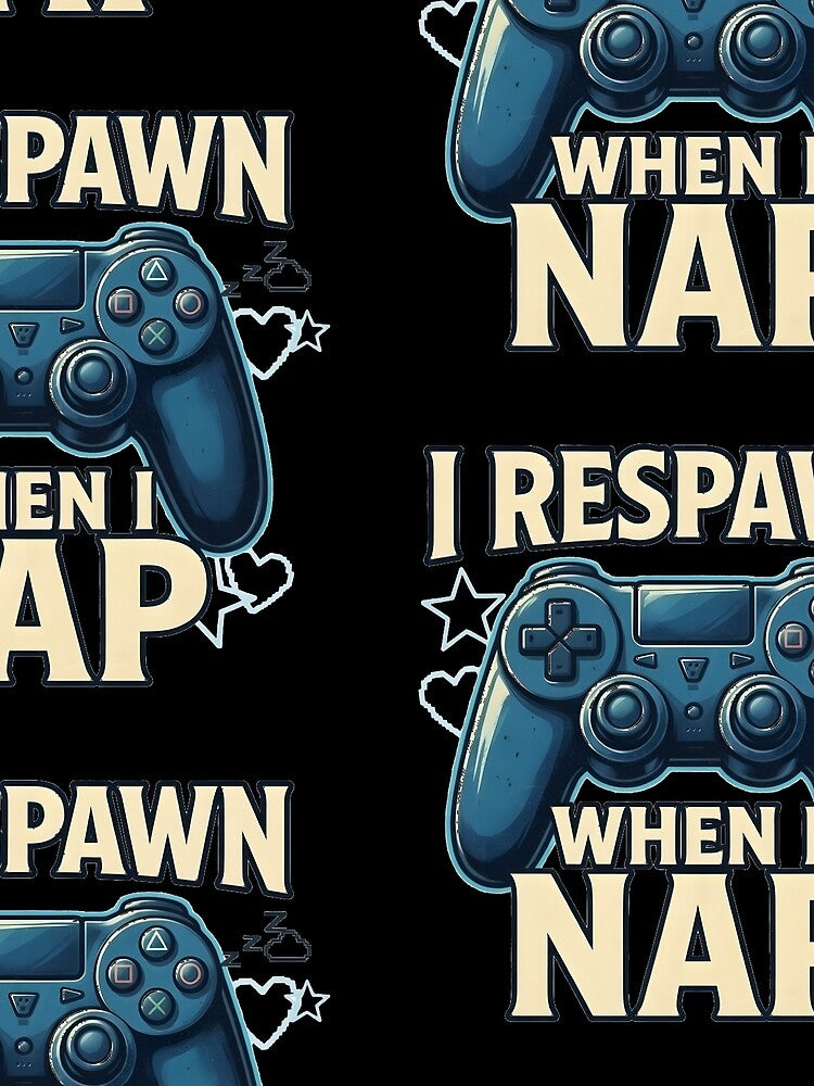 I Respawn When I Nap - All-Over Pattern Edition (Black) by PopInkStudio