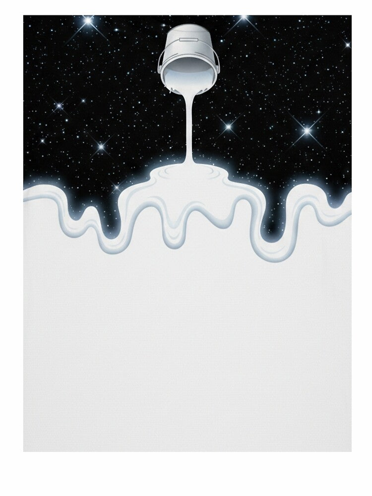 Cosmic Spill T-Shirt Design – Surreal "Bucket of Stars" Space Art – Minimalist Black and White by ShAn_Designs