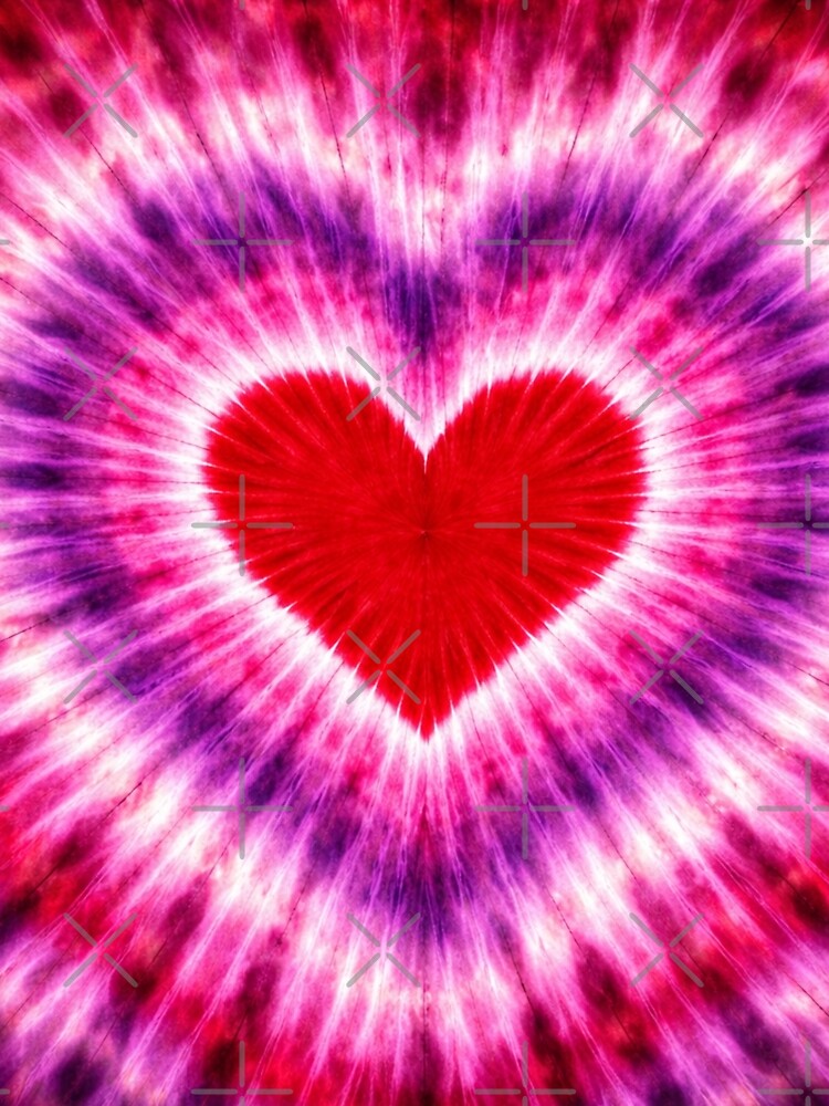Heartburst Tie-Dye Valentine Heart Background – Pink Purple Red Radial Spiral Seamless Pattern Design by SezzyDesigns