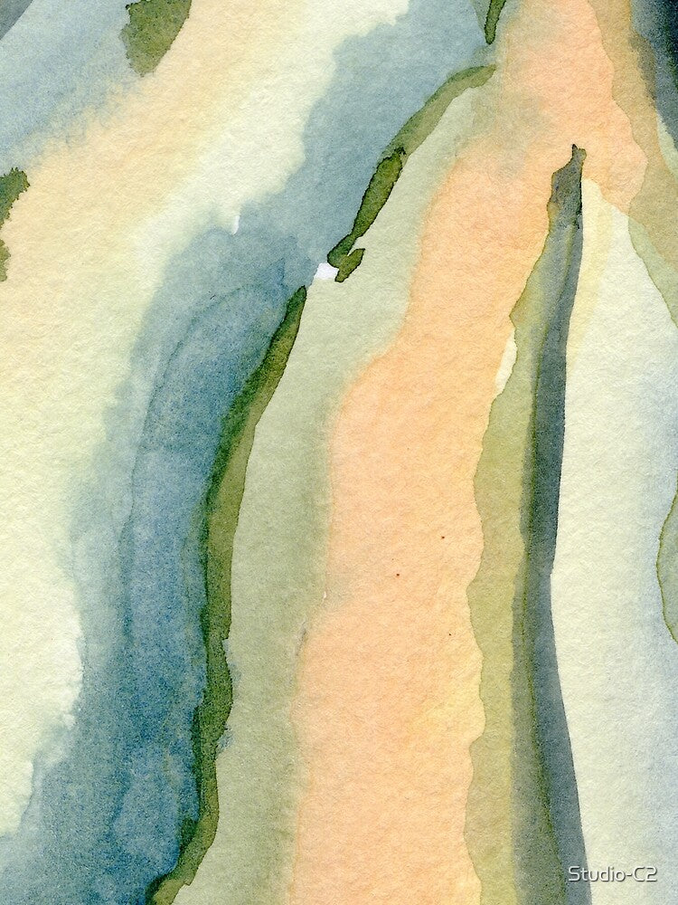 The Flow - Blue Green Yellow Watercolor by Studio-C2