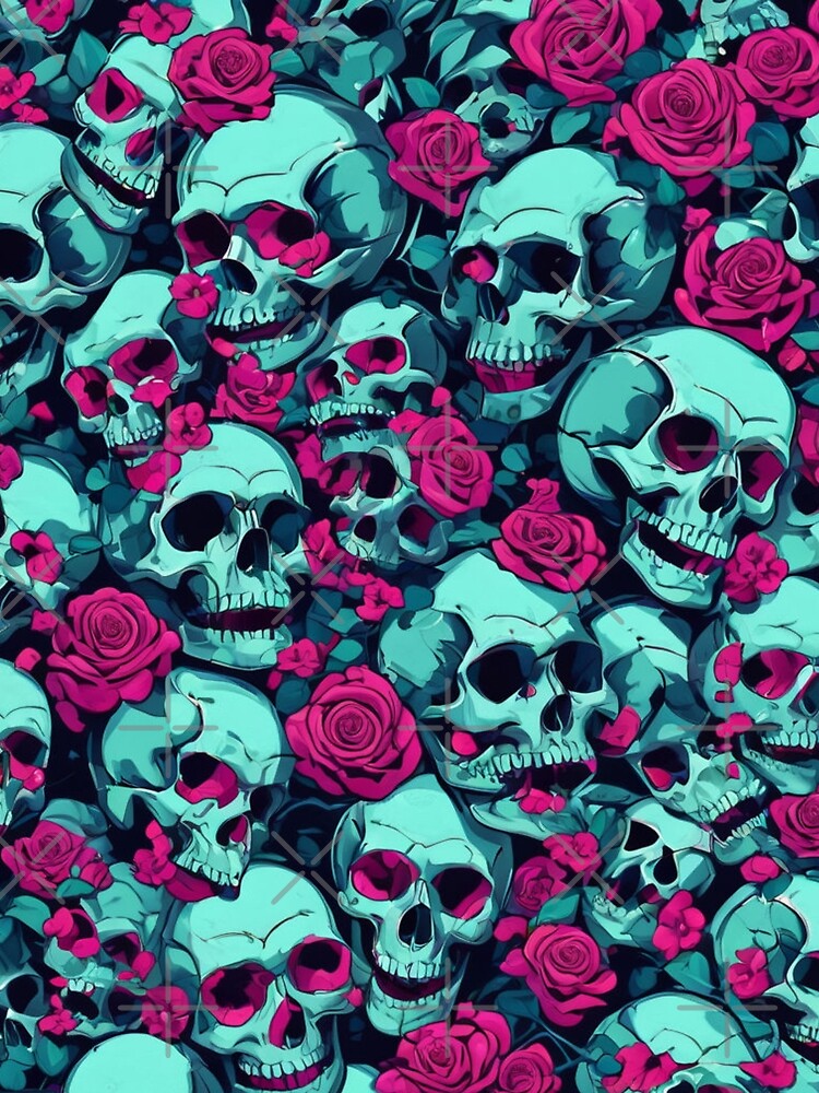 Skulls and Roses cyberpunk goth Halloween JZPattern #1 by ZartyDesigns
