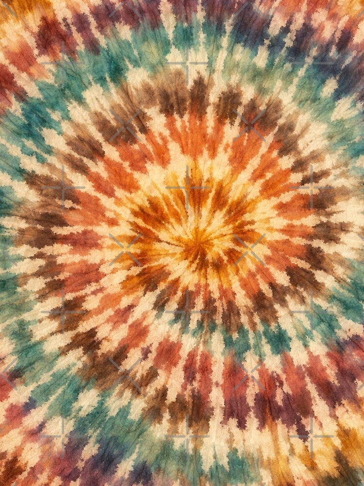 Boho Watercolor Tie Dye Spiral Background – Earthy Rust Mustard Teal Vintage Hippie Digital Paper by SezzyDesigns