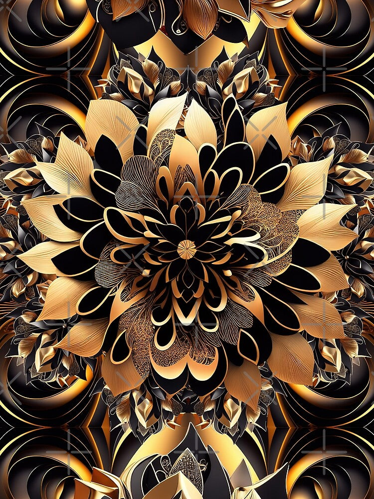 Elegant Luxury Golden Floral Abstract Art by SyanArt Unisex