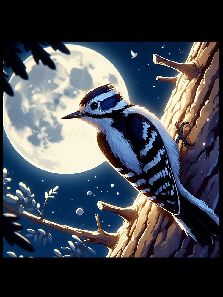 Woodpecker and Full Moon by Azrora