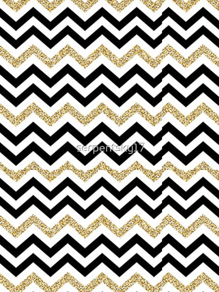 Black, White, and Gold Glitter Chevron Pattern by SerpentSkyArts