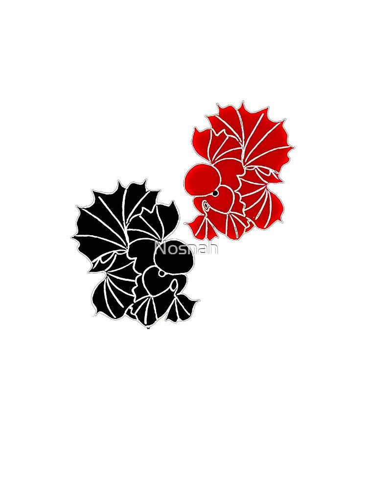 Oranda Full Black and Full Red Fancy Goldfish Logo by Nosnah