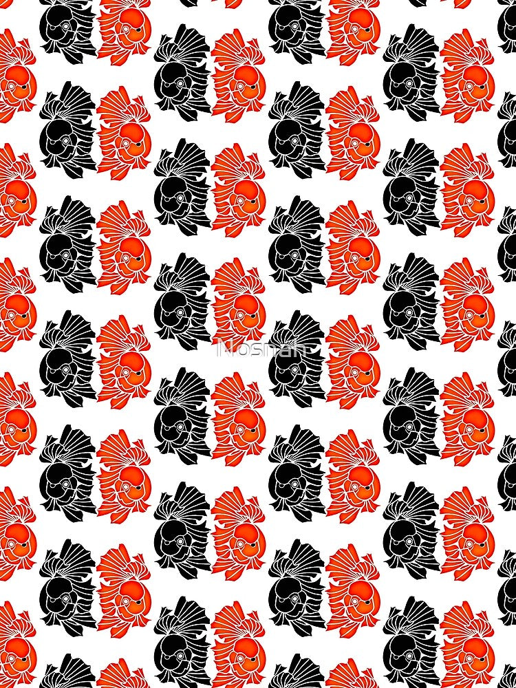 Oranda Full Red and Full Black Goldfish Logo by Nosnah