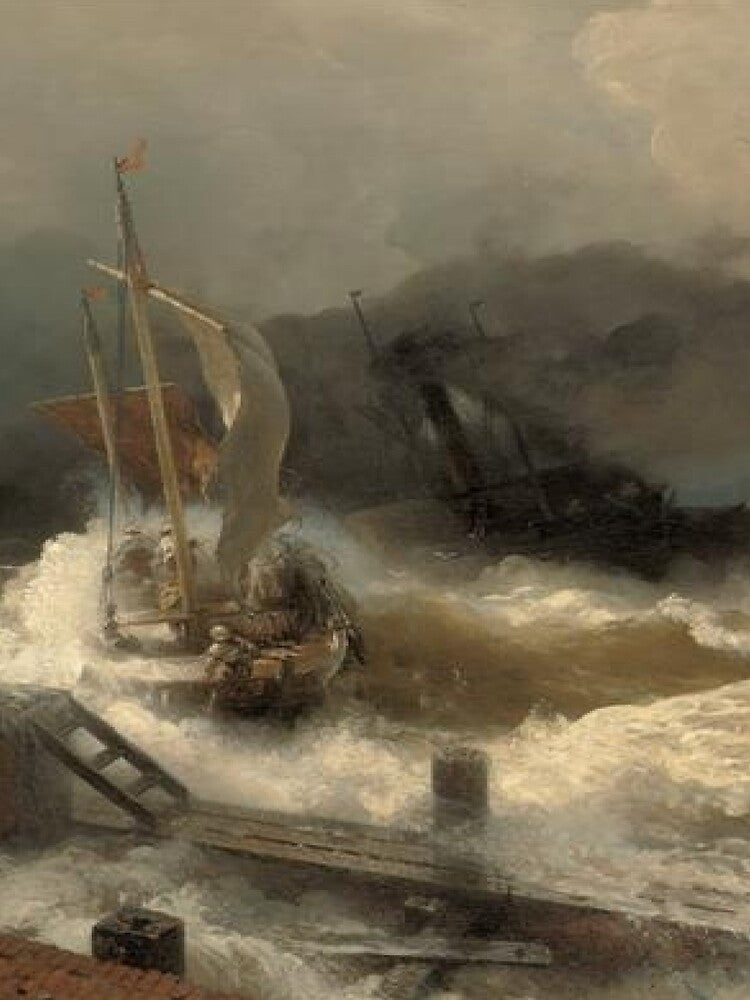 A Fishing Boat and a Steamer in Rough Seas by SharonTheFirst