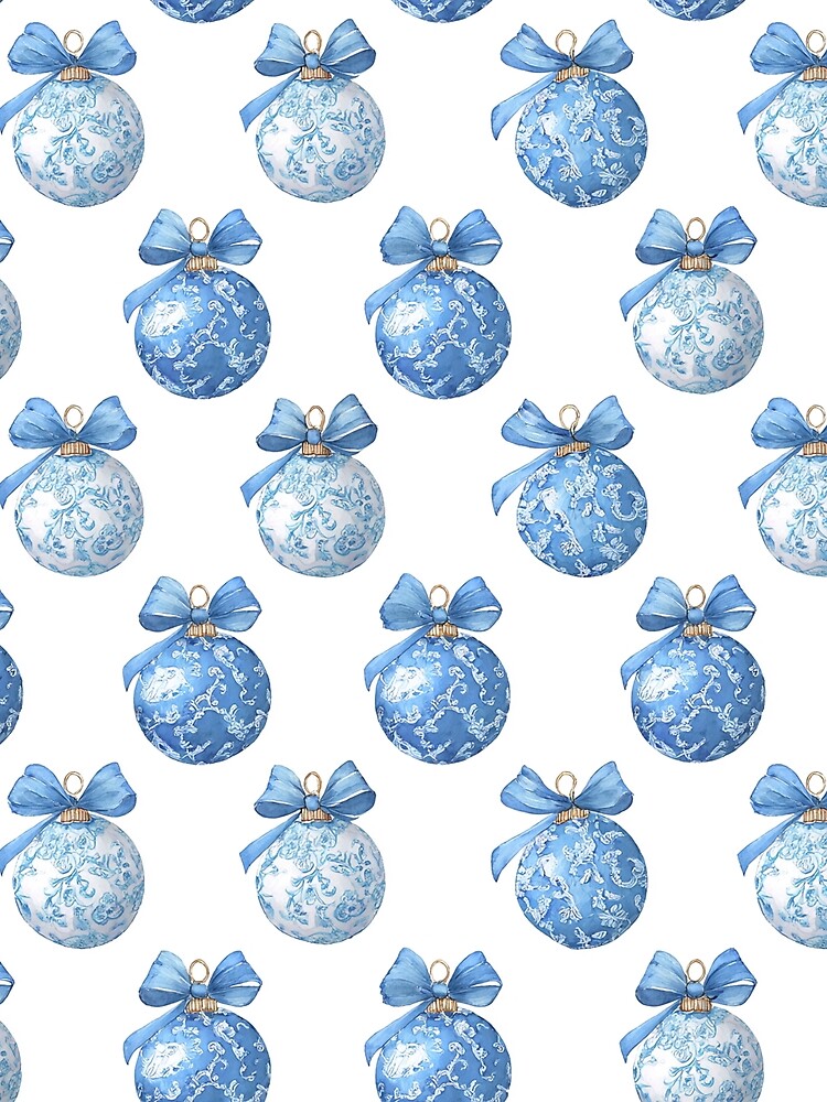 Blue White Victorian Winter Christmas Ornaments All Over by Feeling Artsy