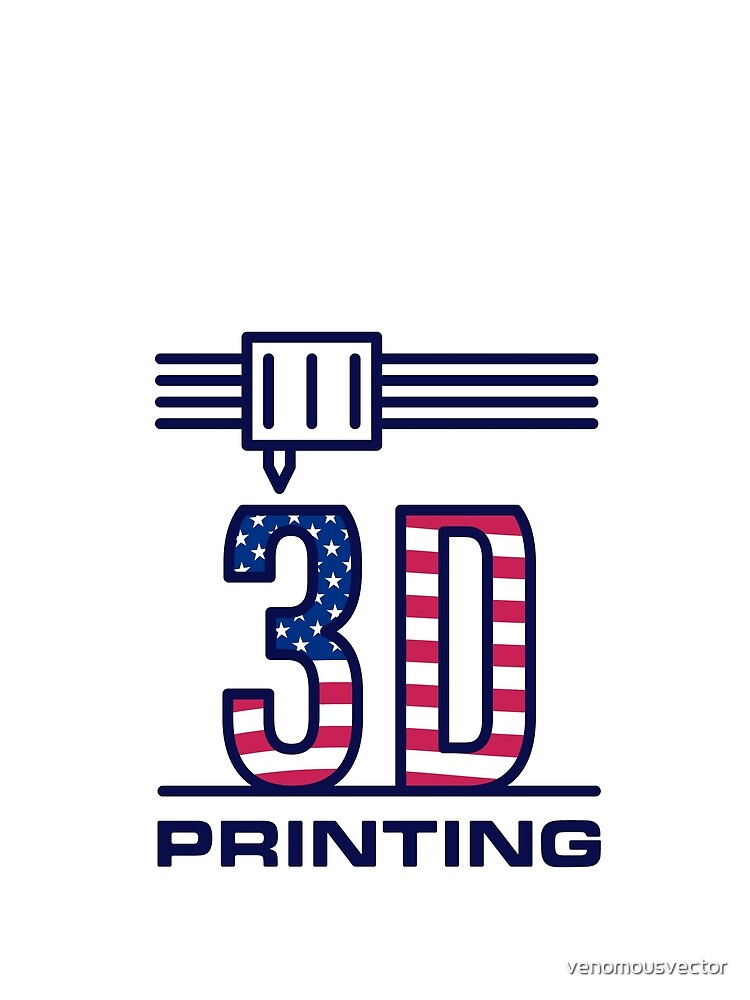 3D Printing USA Flag - I Love America and 3D Printer! Creative Patriotic Design by venomousvector