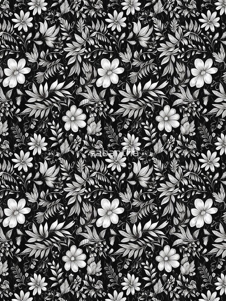 Kicrino - floral garden black and white (7/8) by sabantha