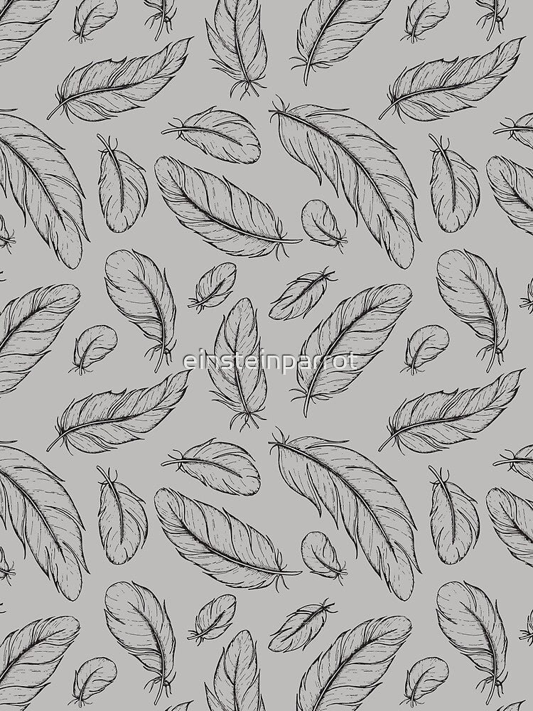 Parrot Feather All-over print (black on grey) by einsteinparrot