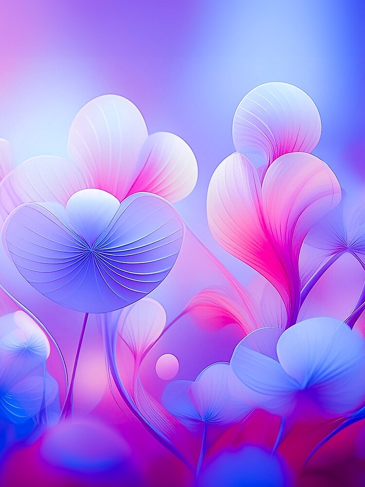 Pink and blue Glow: 3D Flower Design Art Print by danohis2
