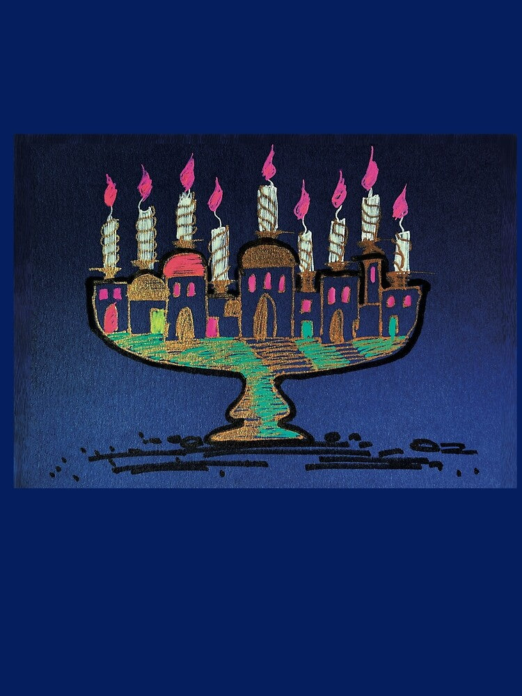 Lights of Hanukkiah Town at Night by Olga Zamlinsky